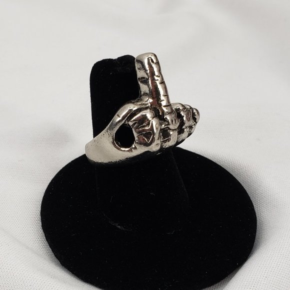 Silvertone Middle Finger Ring, NWT - Picture 2 of 4